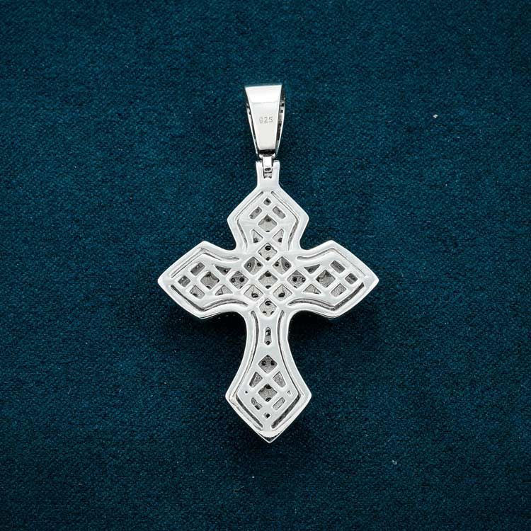 syriac moissanite cross iced out hip hop ring white gold