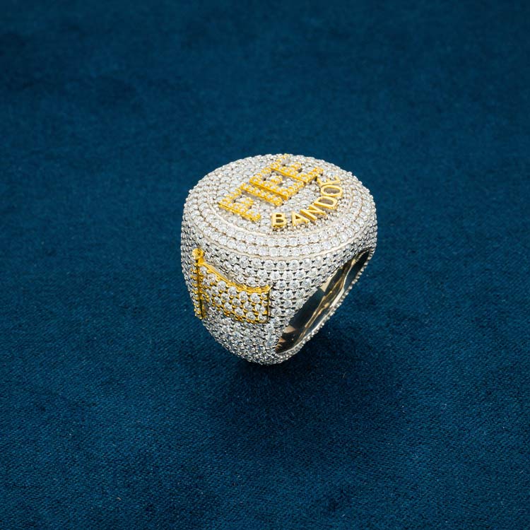 vvs moissanite custom ring yellow gold white two tone top