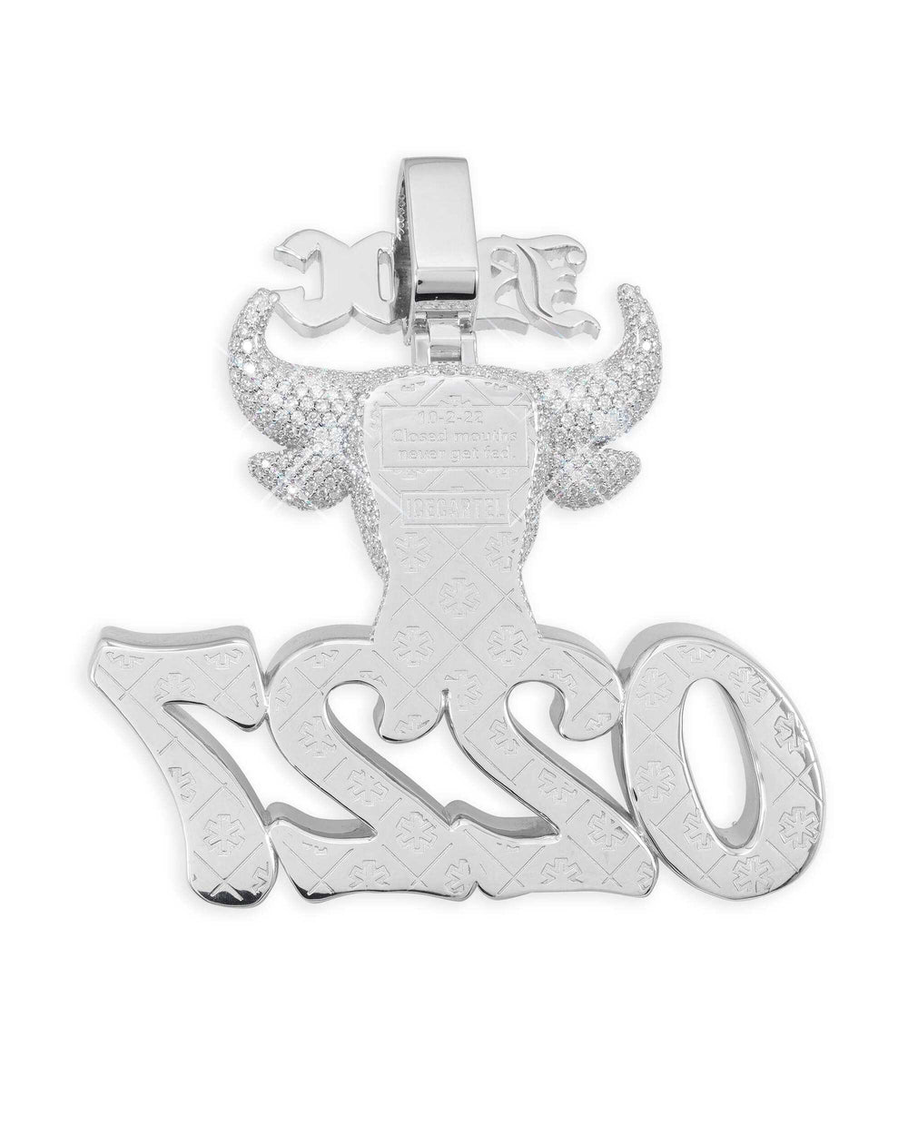 0227 Bull custom moissanite logo pendant 14k gold icecartl back