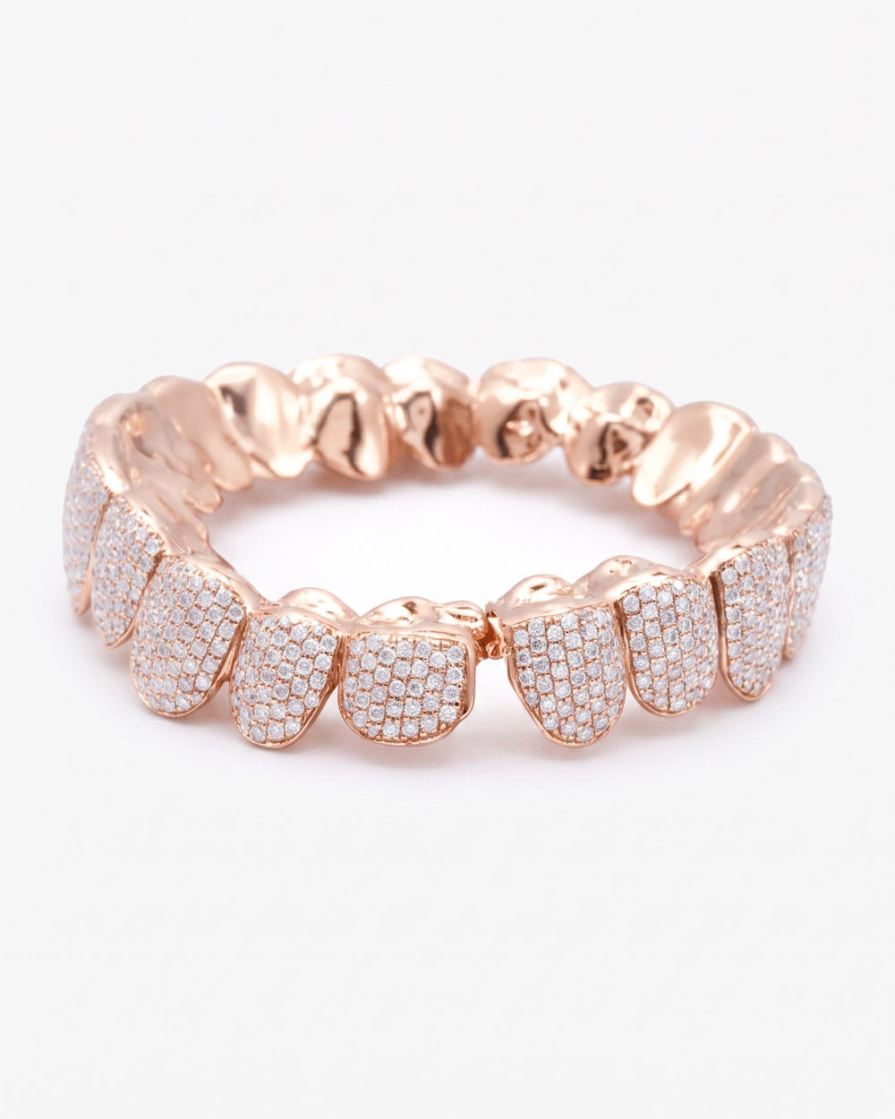 10 on 10 VVS Moissanite Prong Diamond Grillz - Rose Gold