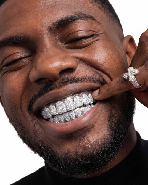 10 on 10 vvs moissanite diamond grillz prong set icecartel white model