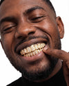 10 on 10 VVS Moissanite Prong Diamond Grillz - Yellow Gold