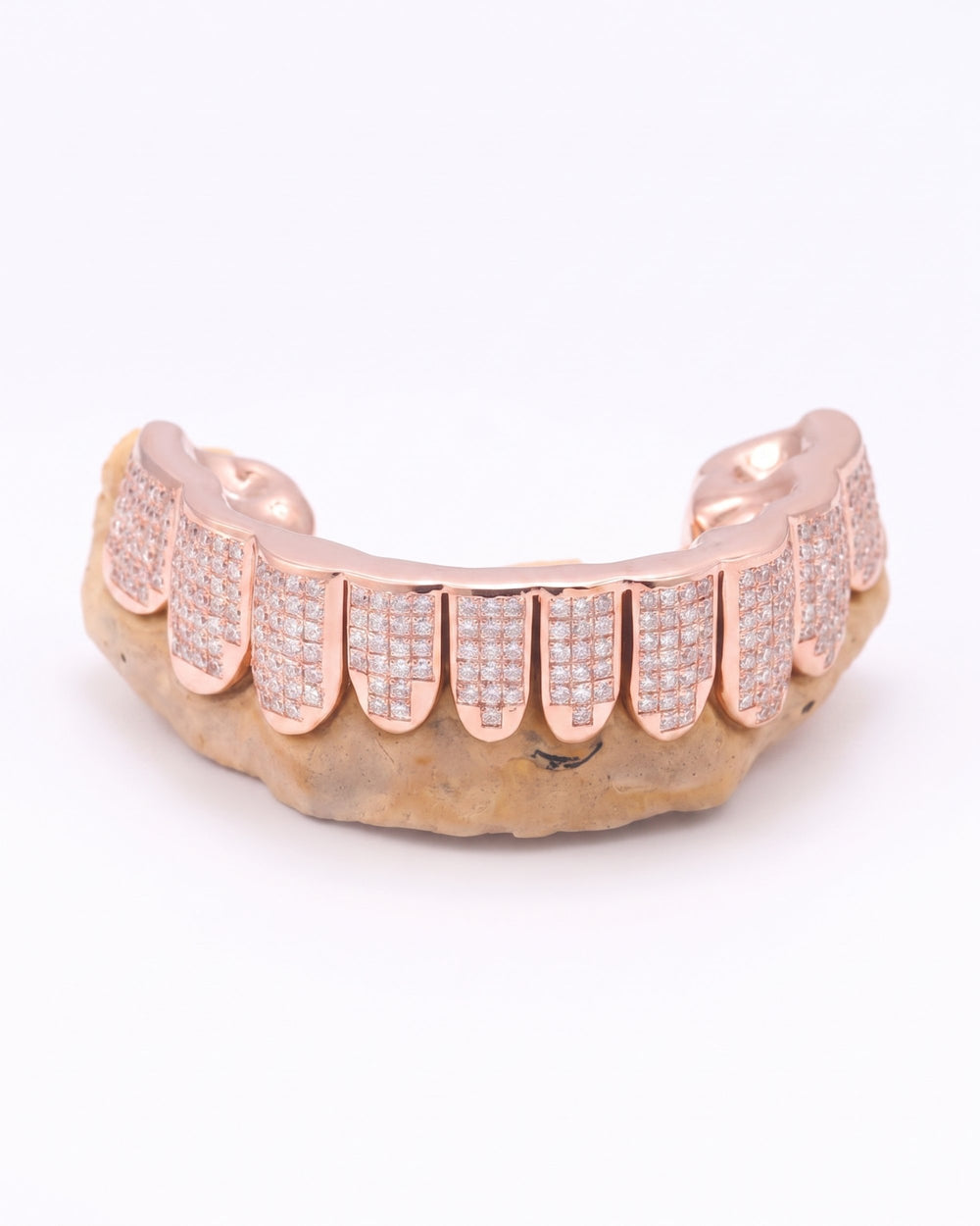 Invisible Set Princess Cut Moissanite Bottom Diamond Grillz - Rose Gold