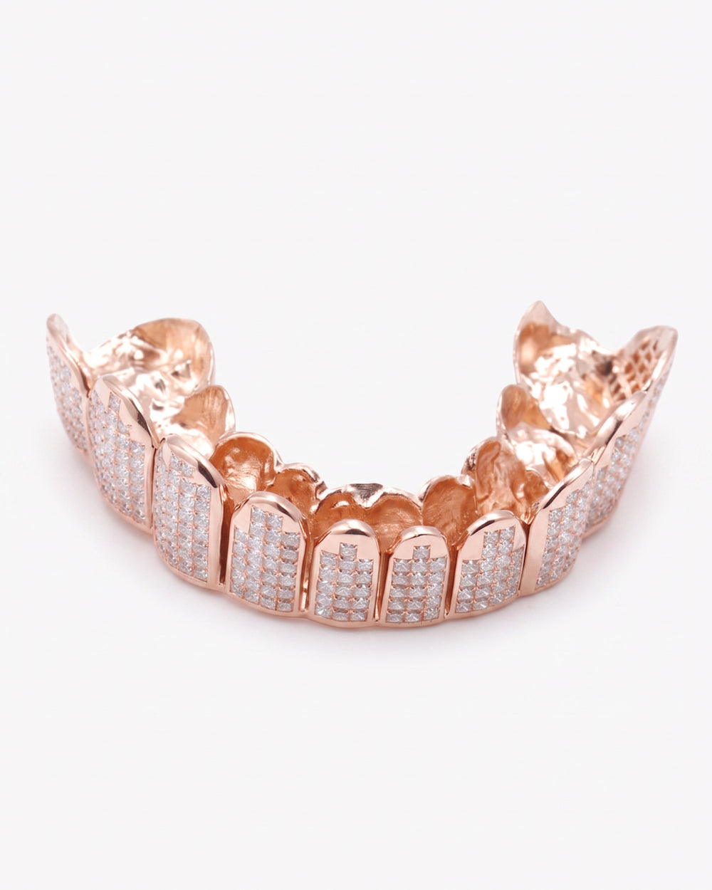 Invisible Set Princess Cut Moissanite Bottom Diamond Grillz - Rose Gold
