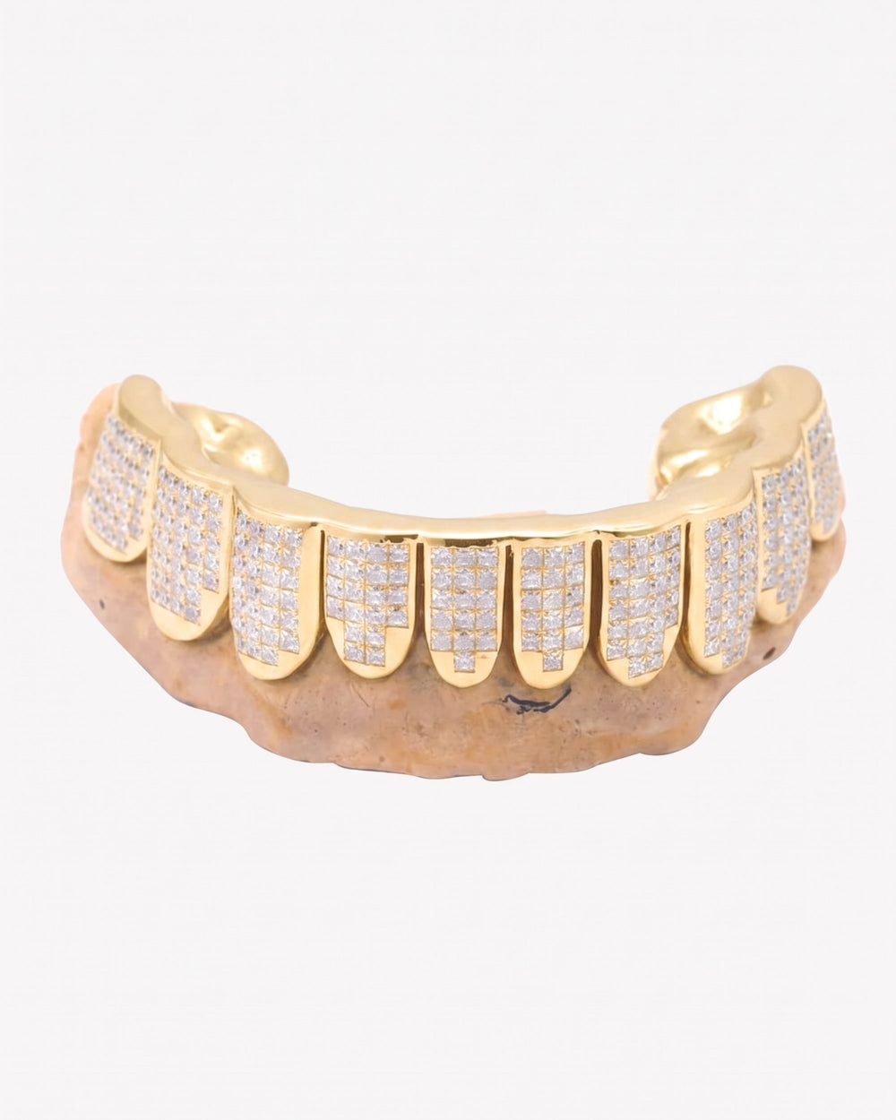 Invisible Set Princess Cut Moissanite Bottom Diamond Grillz - Yellow Gold