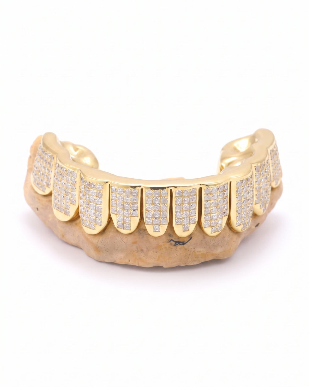Invisible Set Princess Cut Moissanite Bottom Diamond Grillz - Yellow Gold