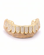 Invisible Set Princess Cut Moissanite Bottom Diamond Grillz - Yellow Gold