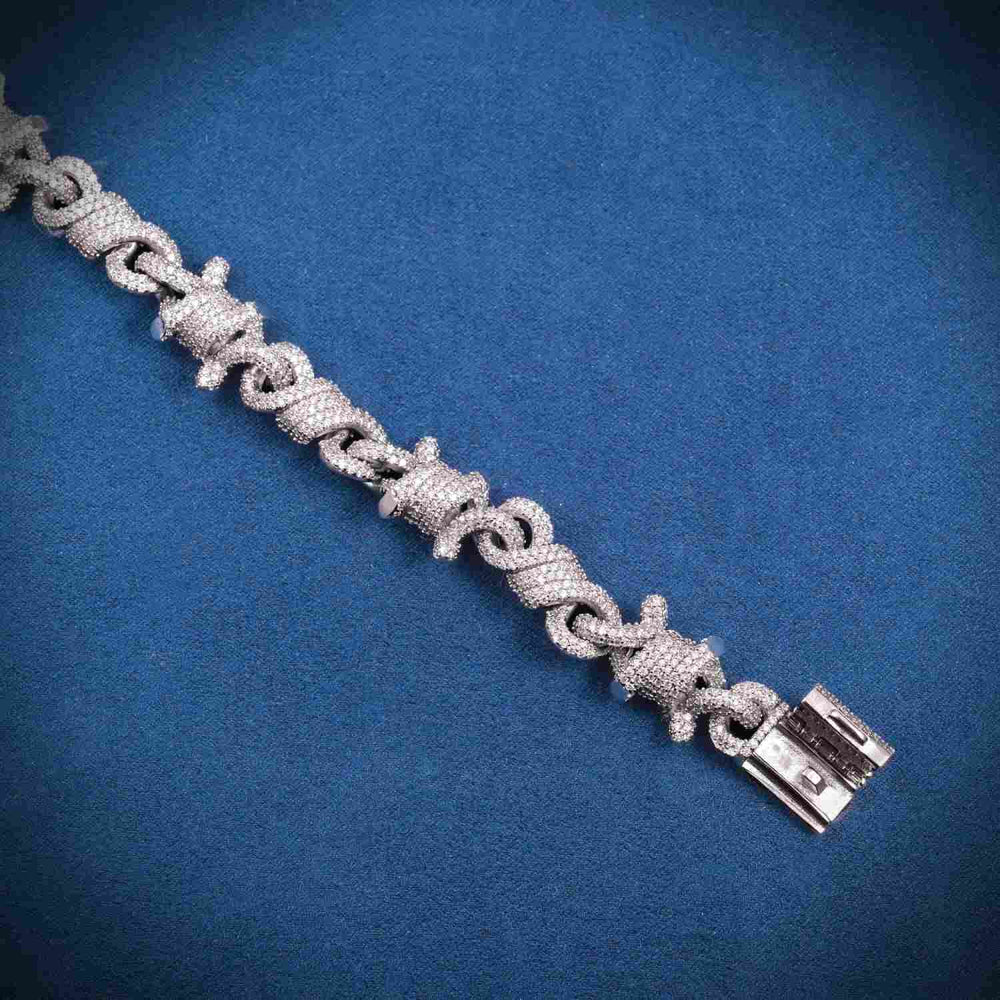 10MM Moissanite Spiked Infinity Link Bracelet 14K Gold clasp