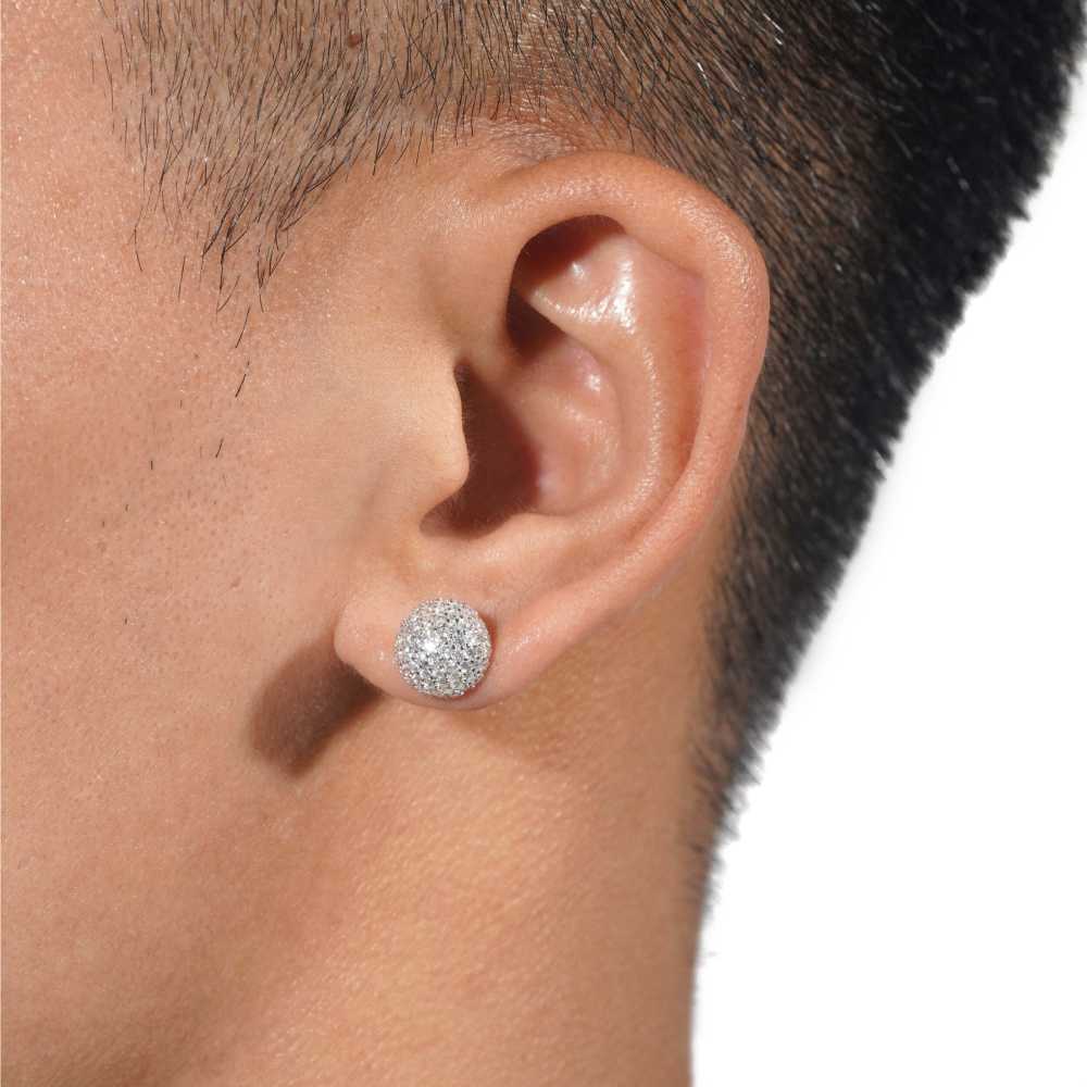 10MM Snowball Moissanite Earrings 14K Gold 2