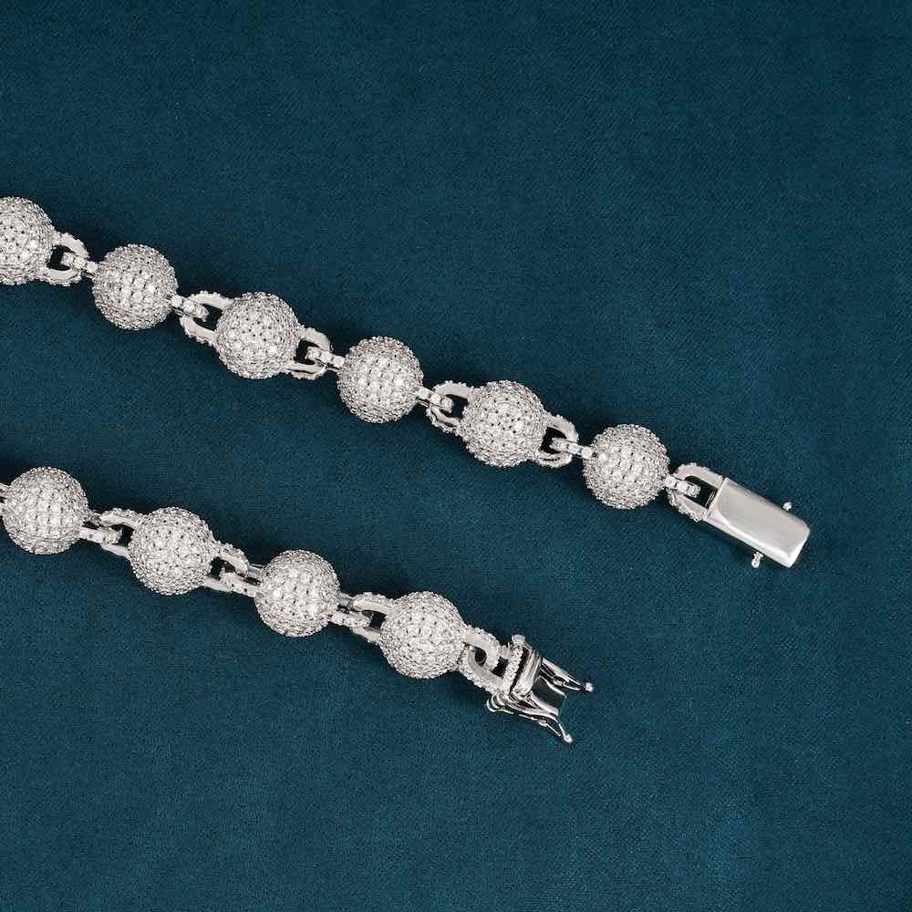 10MM Moissanite baguette cross beads link chain clasp