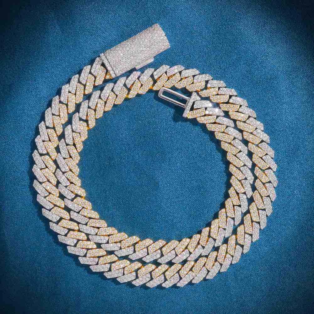 10MM Split Two Tone Moissanite Cuban Link Chain 14K Gold first