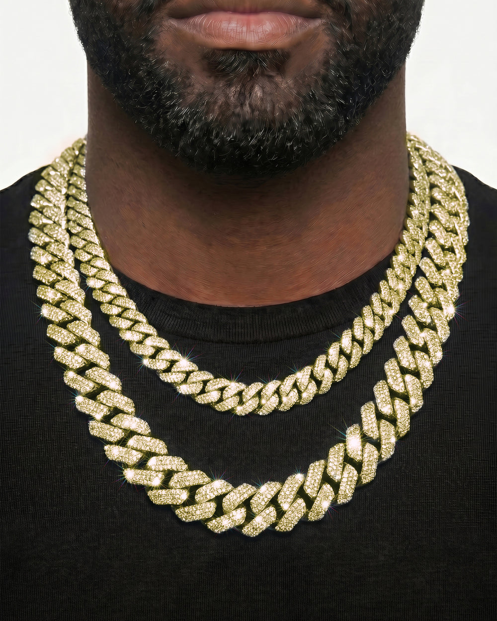 Yellow Gold Cuban Chain Set
