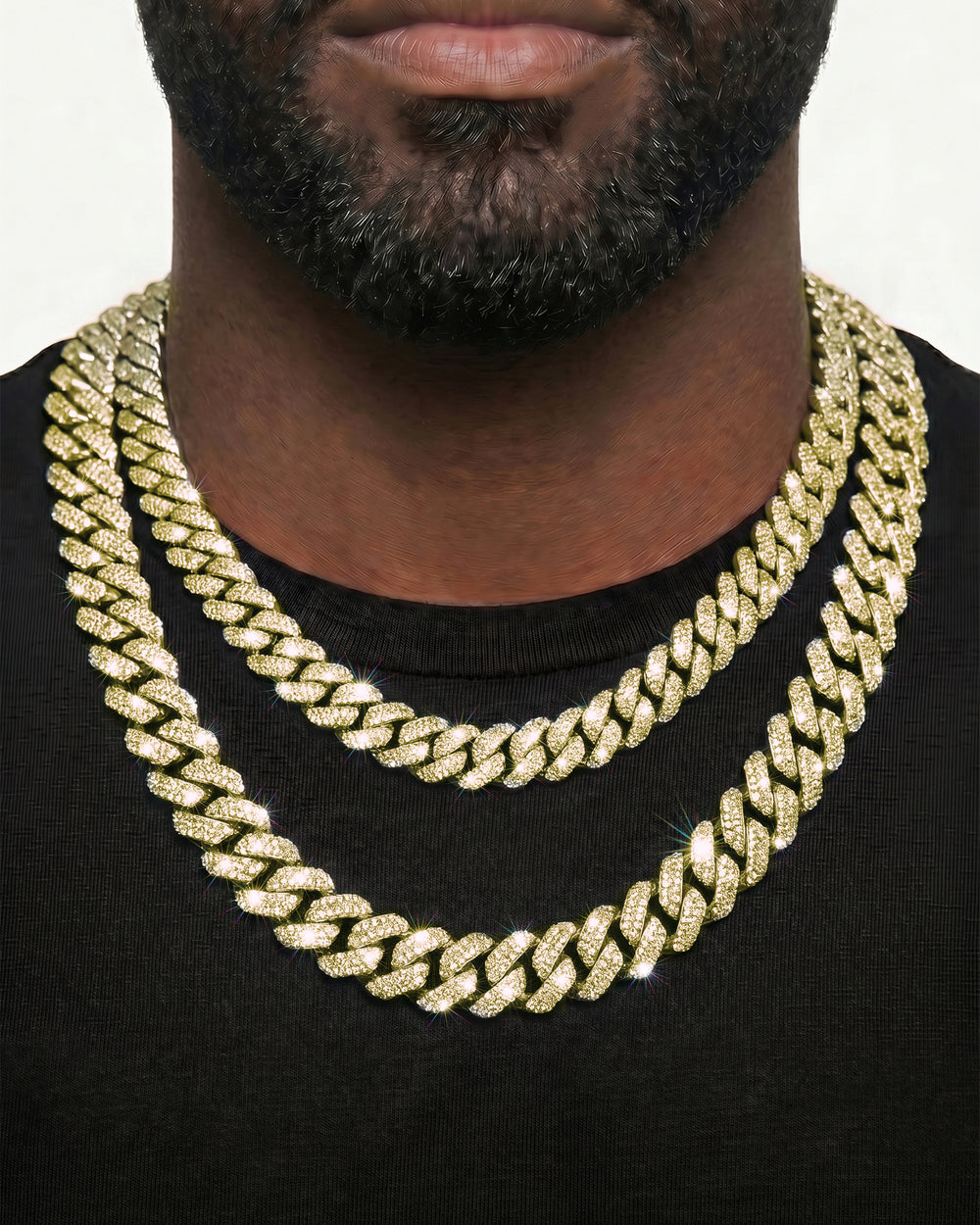 Yellow Gold Cuban Chain Set