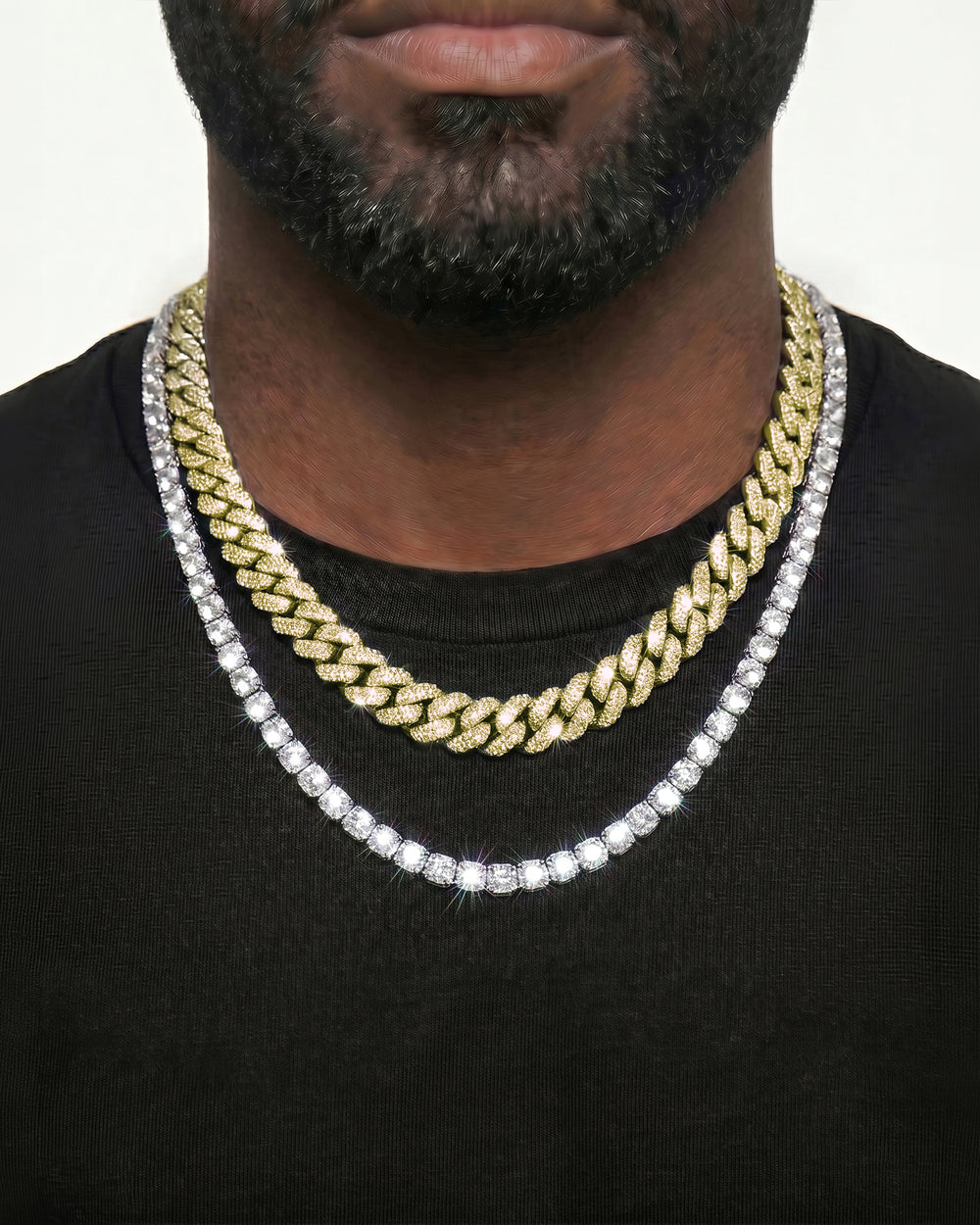 Yellow Gold Cuban Chain Set