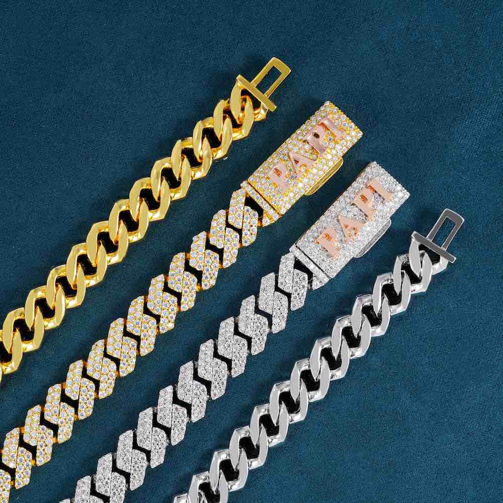 10MM 2 row custom clasp moissanite cuban link chain back