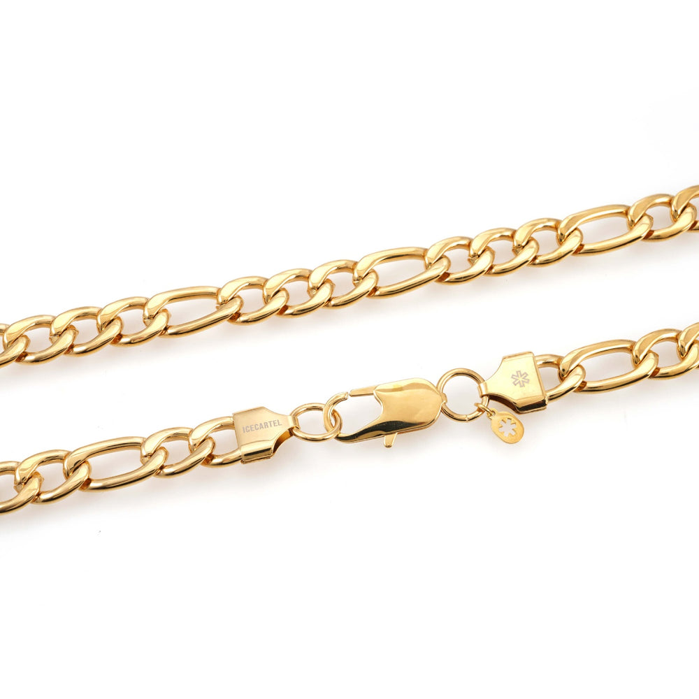 10mm Figaro chain 14k yellow gold icecartel lock