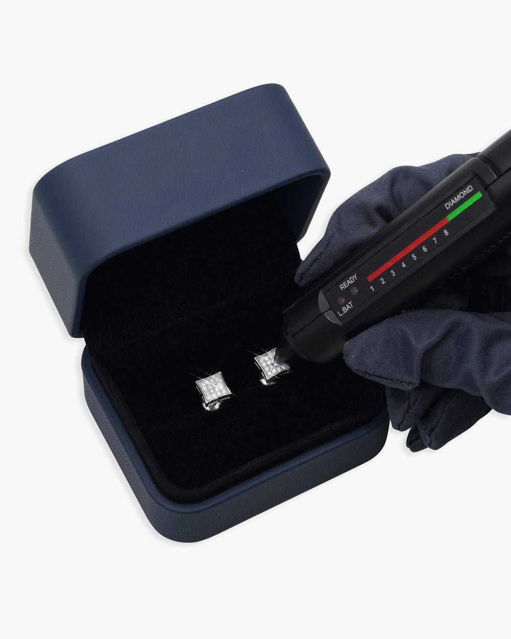 10mm baguette moissanite stud earrings 14k icecartel box