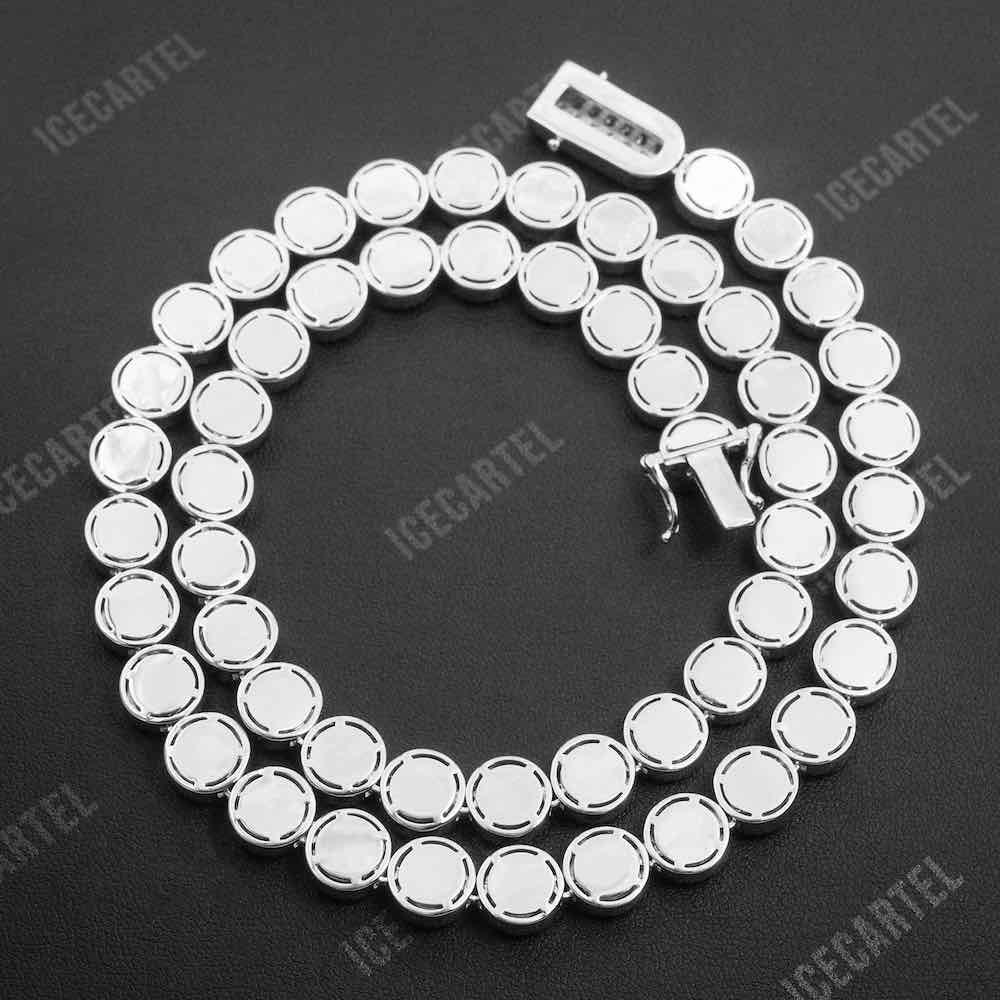 10MM bezel set iced out tennis chain backside