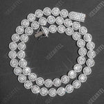 10MM Iced Out Bezel Set Tennis Chain 14K Gold - White Gold