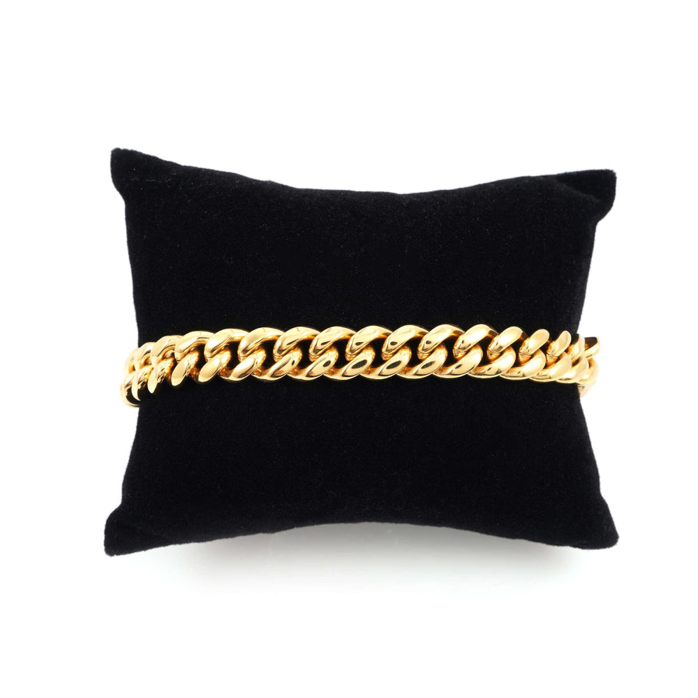 10mm cuban link bracelet 14k yellow gold icecartel pillow
