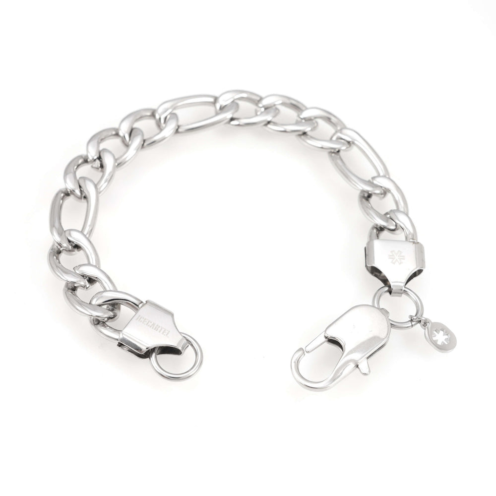 10mm figaro bracelet 14k white gold icecartel o
