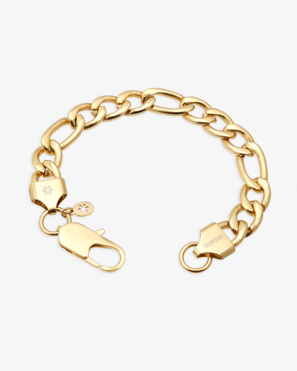 10mm figaro bracelet 14k yellow gold icecartel lock new