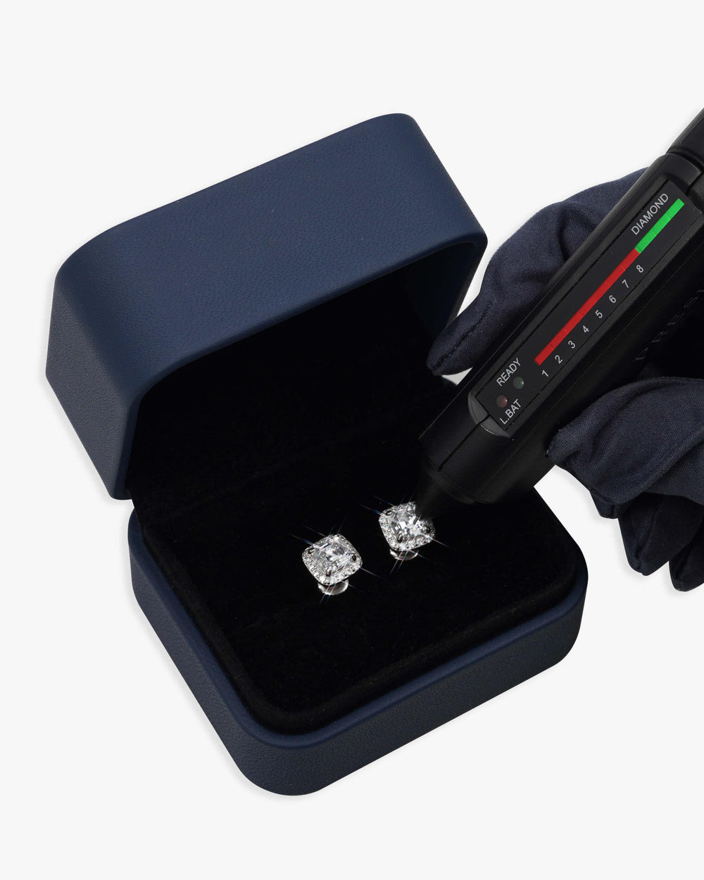 10mm halo baguette moissanite earrings 14k gold icecartel box