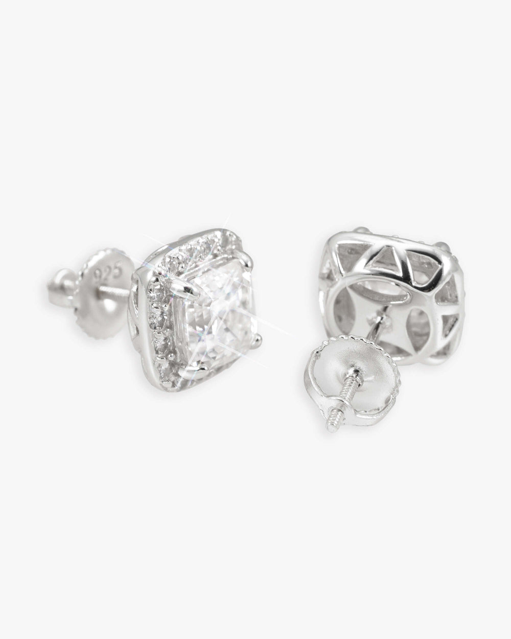 10mm halo baguette moissanite earrings 14k gold icecartel main