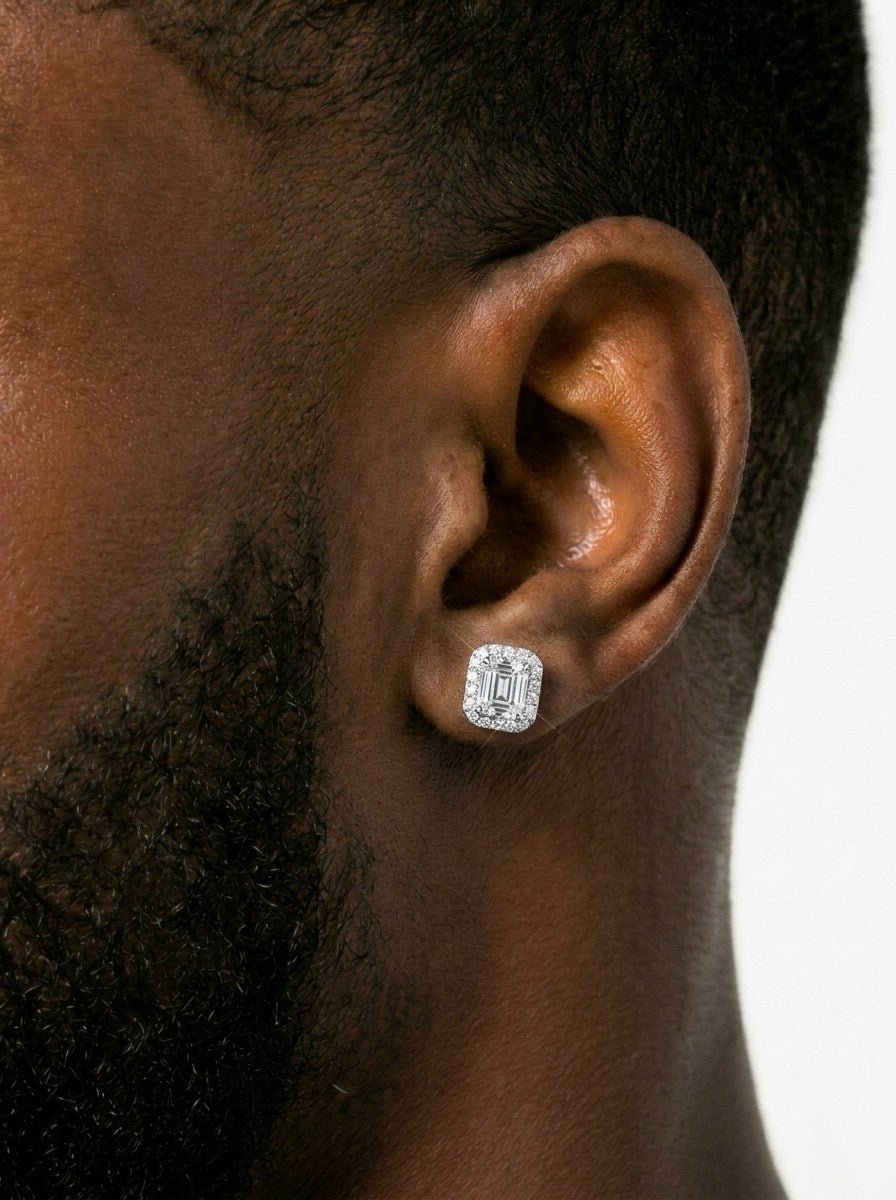 10mm halo baguette moissanite earrings 14k gold icecartel model new