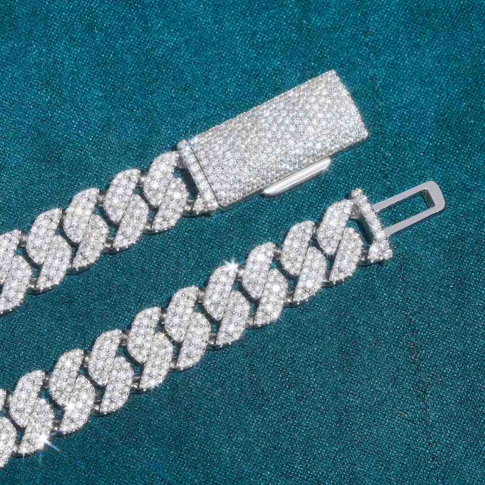 Iced out white gold plated 10mm cuban factory chain and bracelet set (LIKE NEW)