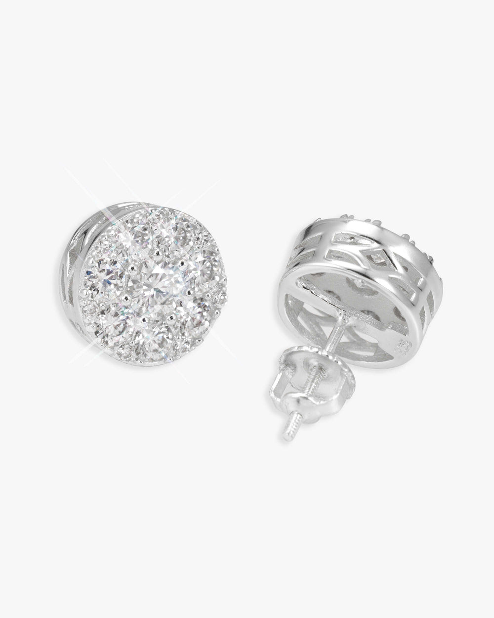 10MM Moissanite Cluster Halo Stud Earrings 14K Gold - White Gold