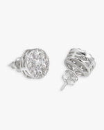 10MM Moissanite Cluster Halo Stud Earrings 14K Gold - White Gold