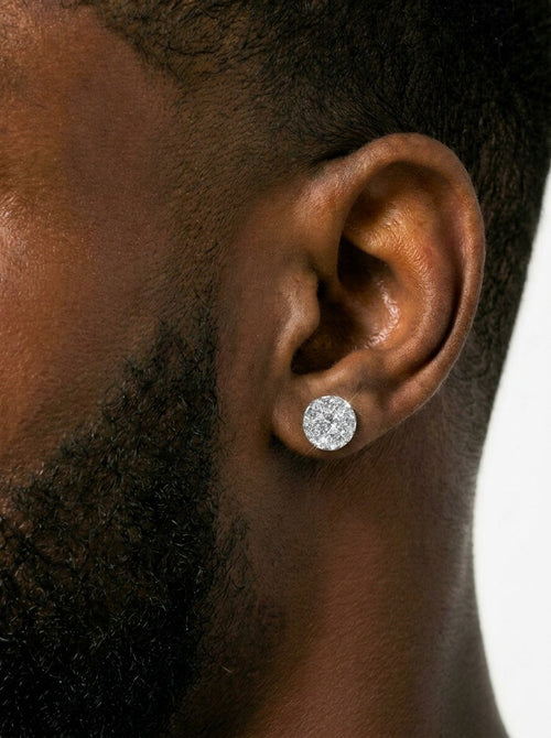 10MM Moissanite Cluster Halo Stud Earrings 14K Gold