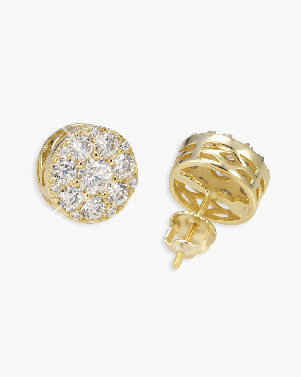 10MM Moissanite Cluster Halo Stud Earrings 14K Gold - Yellow Gold