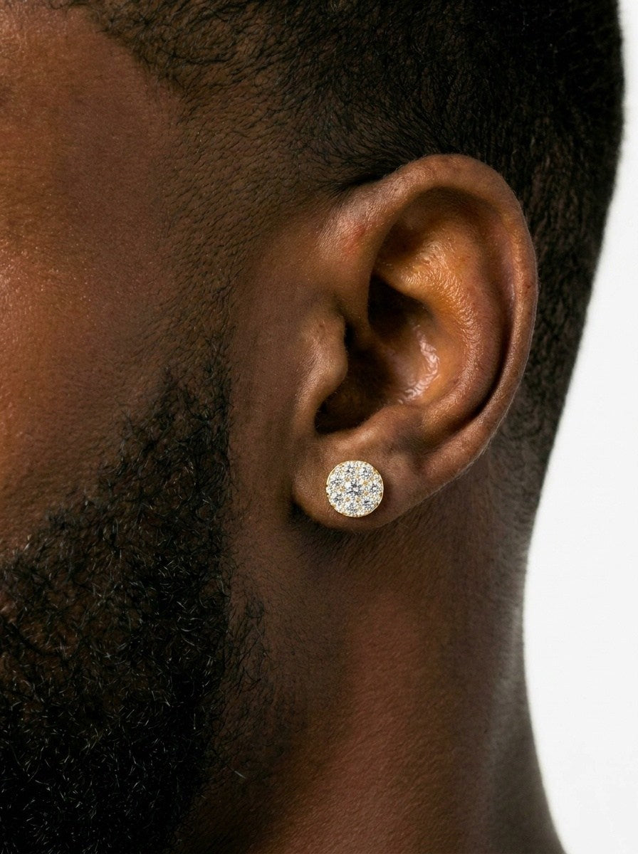 10MM Moissanite Cluster Halo Stud Earrings 14K Gold - Yellow Gold