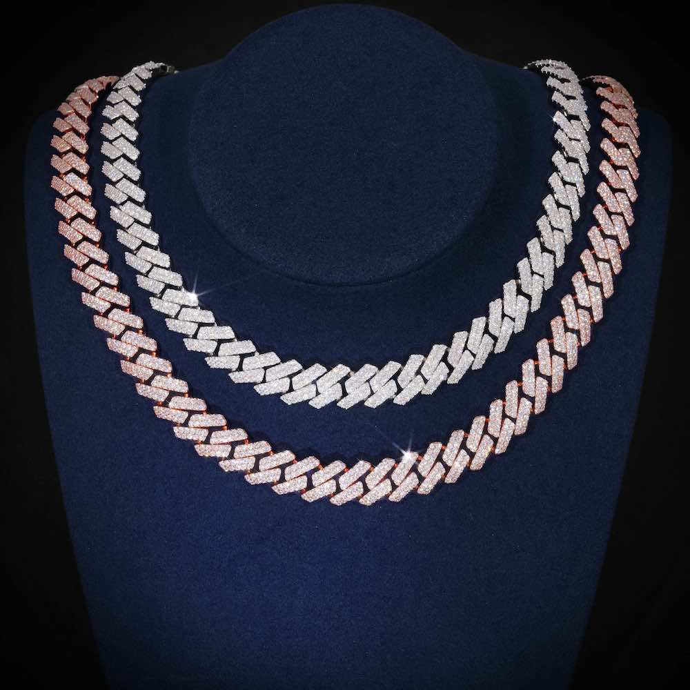 10mm moissanite cuban link chain 2 colors chains