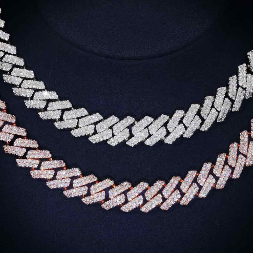 10mm moissanite cuban link chain 2 colors