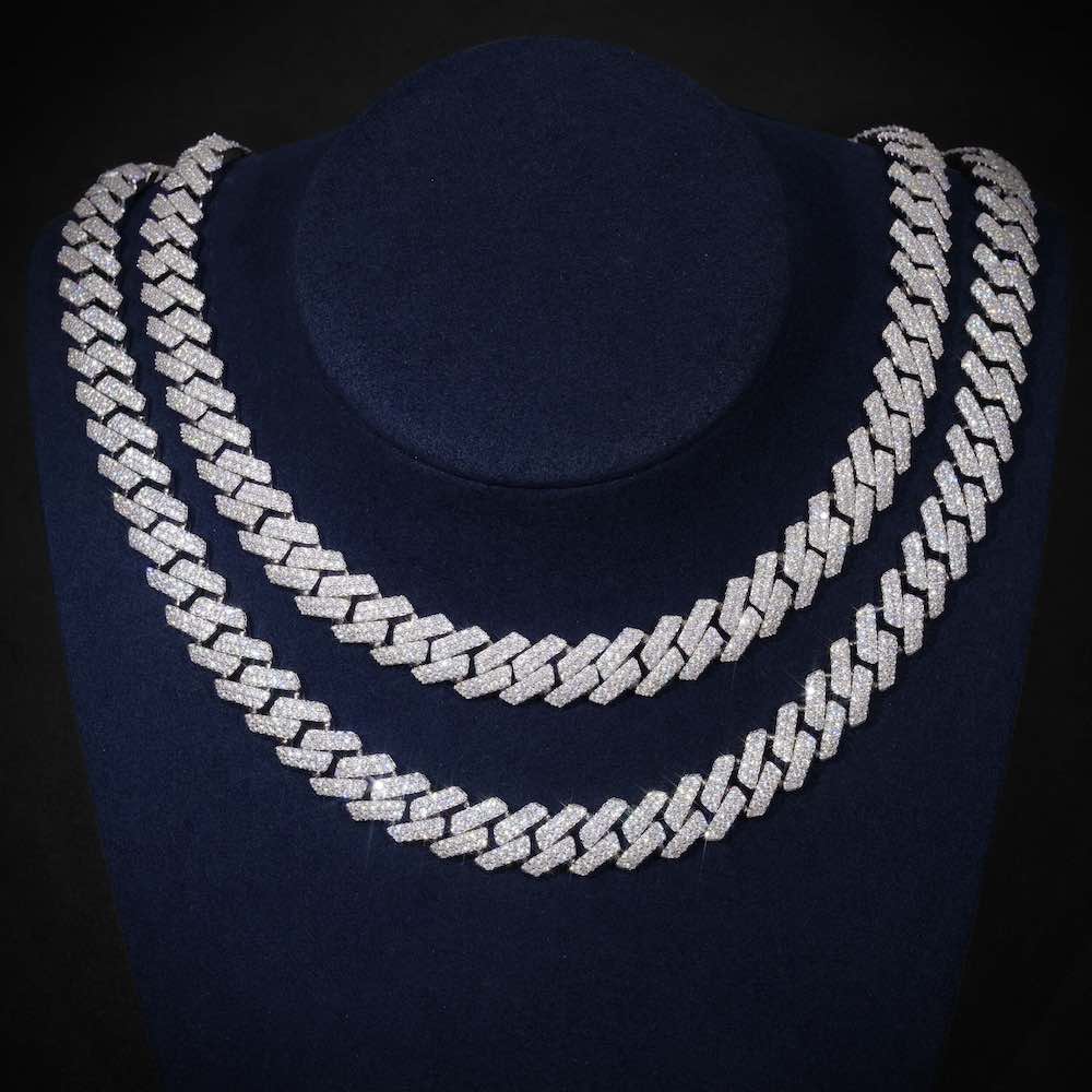 10mm moissanite cuban link chain 2 chains