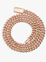 10MM Round Cut Moissanite Cuban Link Chain 14K Gold - Rose Gold (3 Weeks production)