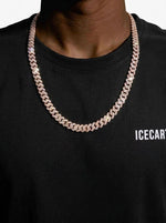 10MM Round Cut Moissanite Cuban Link Chain 14K Gold - Rose Gold (3 Weeks production)