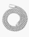 10MM Round Cut Moissanite Cuban Link Chain 14K Gold - White Gold