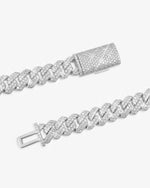 10MM Round Cut Moissanite Cuban Link Chain 14K Gold - White Gold