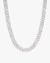 10MM Round Cut Moissanite Cuban Link Chain 14K Gold - White Gold