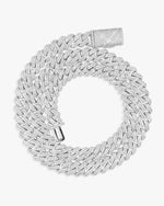 10MM Round Cut Moissanite Cuban Link Chain 14K Gold - White Gold