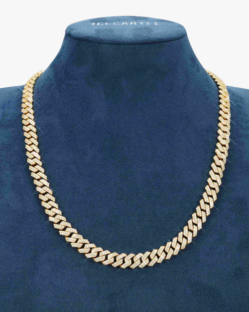 10mm moissanite cuban link chain 14k white gold icecartel yellow display