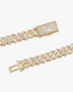 10MM Round Cut Moissanite Cuban Link Chain 14K Gold - Yellow Gold (3 Weeks production)