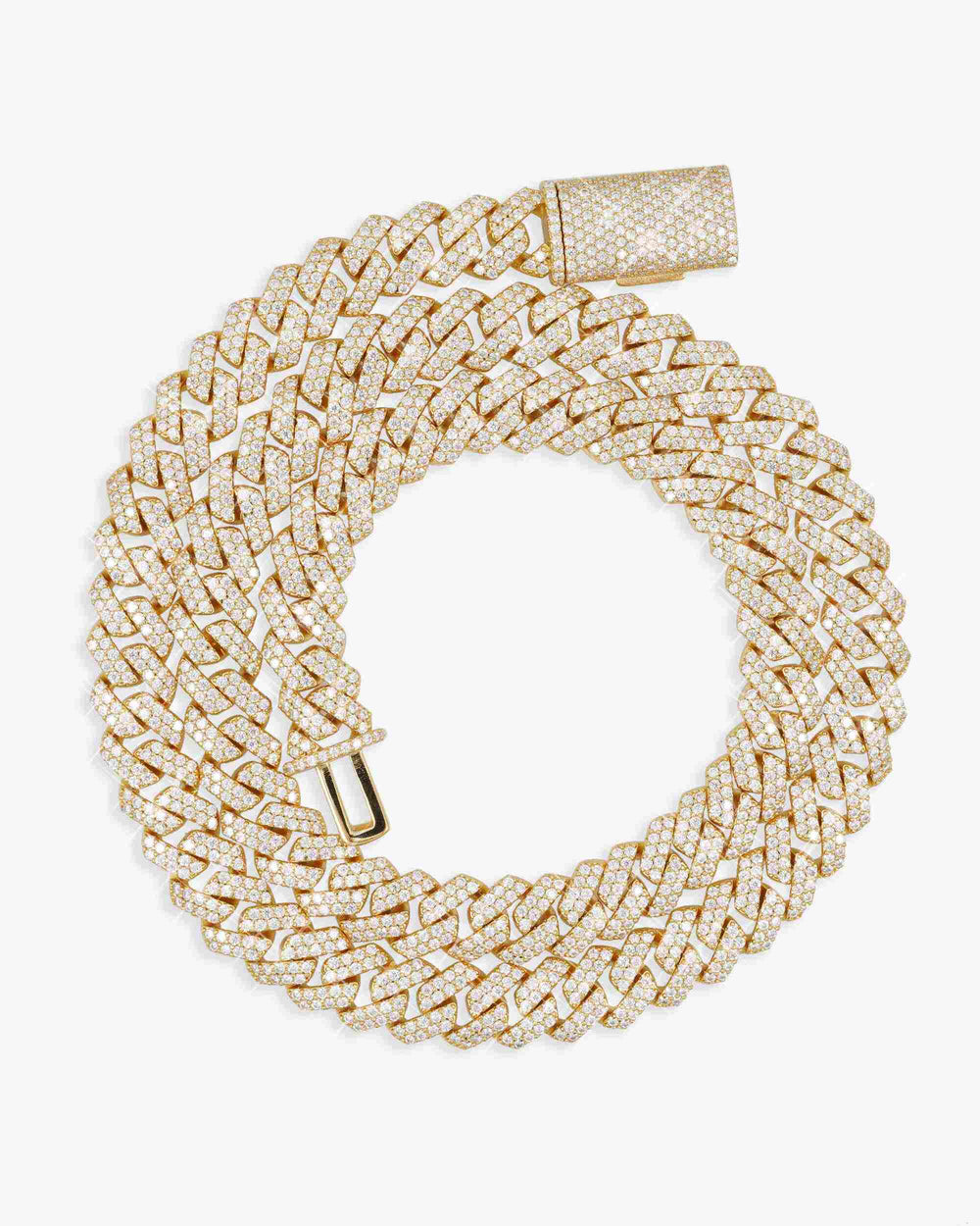 10MM Round Cut Moissanite Cuban Link Chain 14K Gold - Yellow Gold (3 Weeks production)