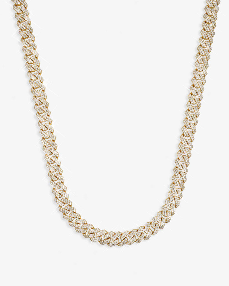 10MM Round Cut Moissanite Cuban Link Chain 14K Gold - Yellow Gold (3 Weeks production)