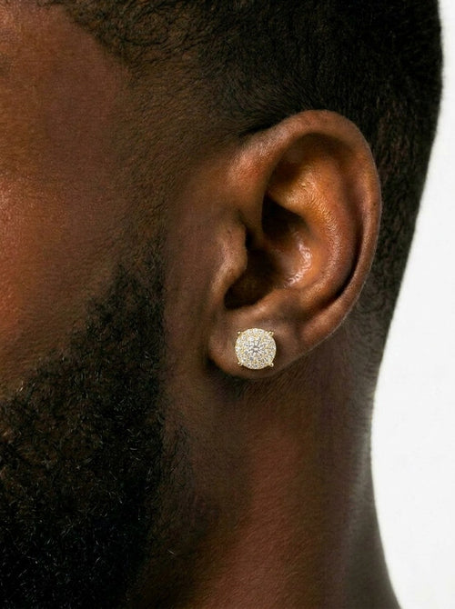 10mm moissanite halo stud earrings icecartel main yellow front model
