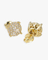 10MM Moissanite Cluster Stud Earrings 14K Gold - Yellow Gold